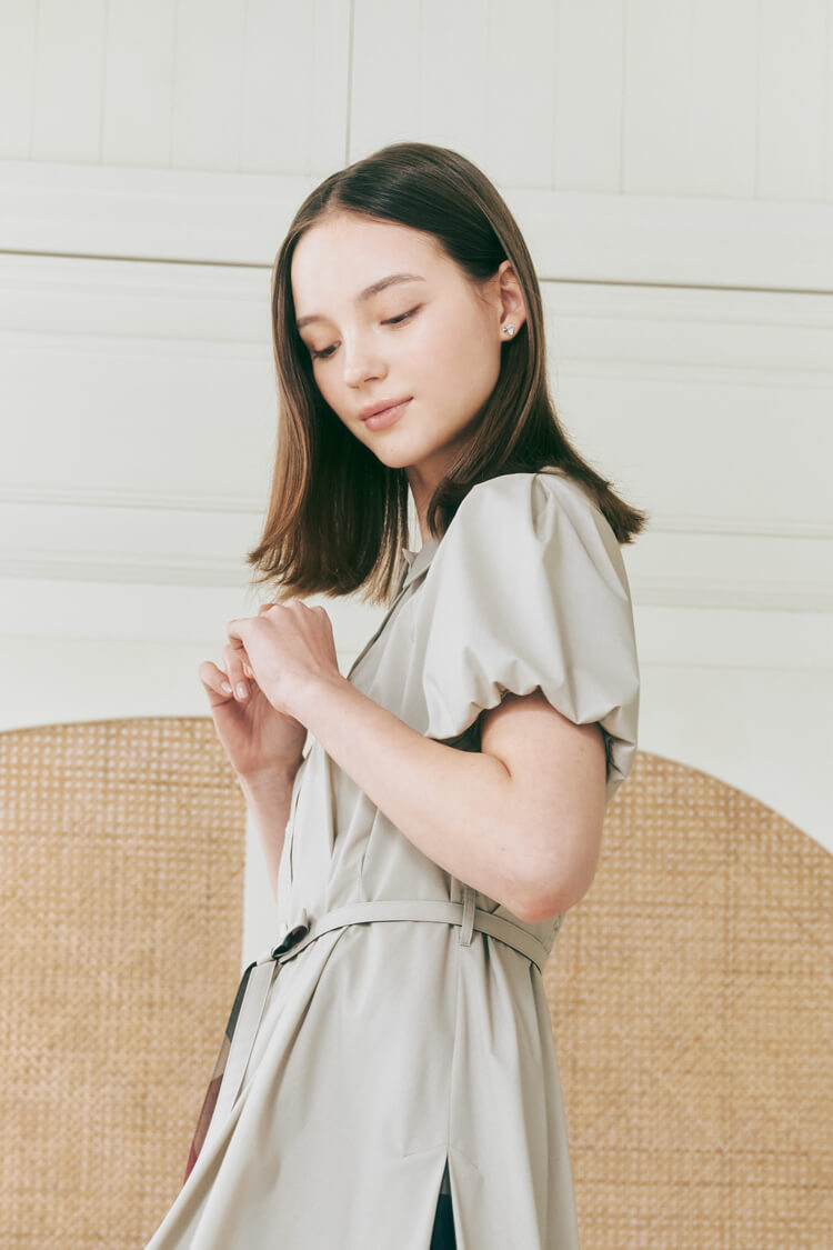 PICK UP】BALLOON SLEEVE SHIRT DRESS｜BLUE LABEL CRESTBRIDGE(ブルー