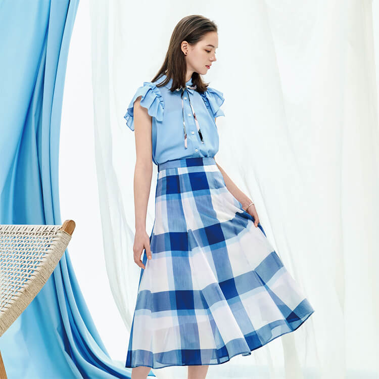 ＊シービークレストブリッジ クレストブリッジチェックチュールレイヤードスカート PICK UP】SHEER SKIRT STYLES｜BLUE LABEL CRESTBRIDGE(ブルーレーベル