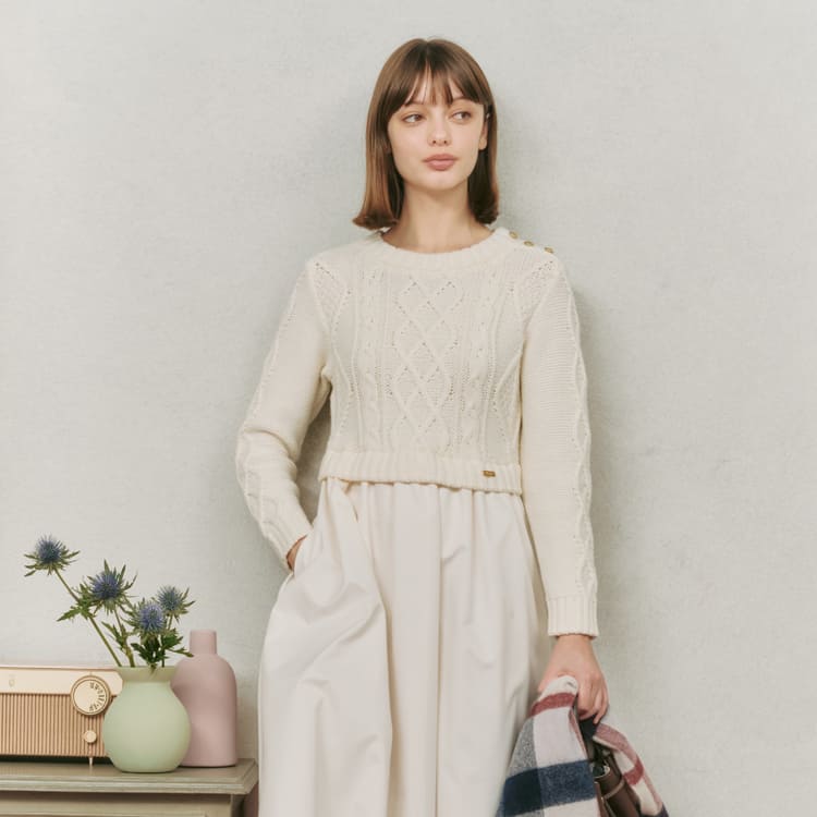 【PICK UP】CABLE-KNIT COMBINATION DRESS